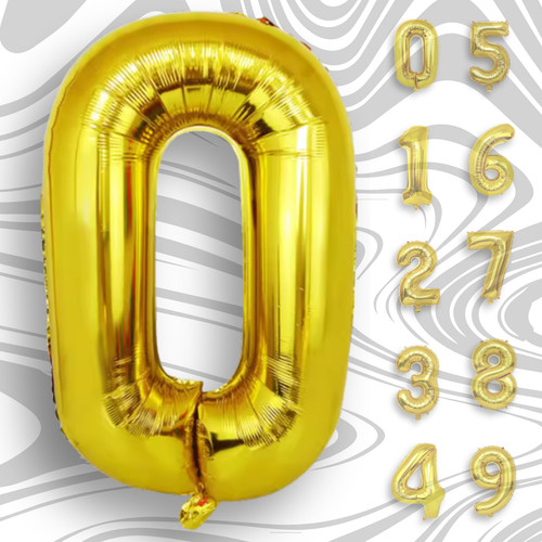 Gold number balloons - 16", foil